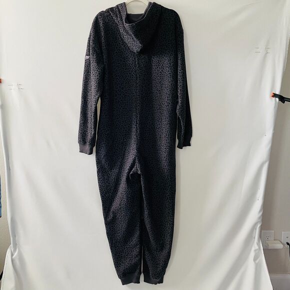Fabletics Womens Gray Onesie Leopard Print Forever Fleece Hooded Size L - Picture 2 of 14